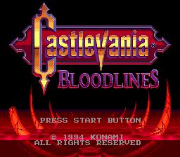 Castlevania: Bloodlines title screen for Sega Genesis